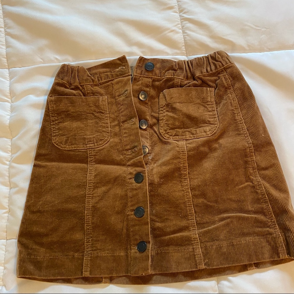 Brady Melville brown corduroy button down skirt